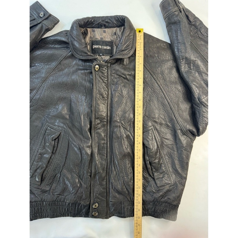 Pierre Cardin Leather Bomber Jacket XL Mens Black Excellent Vintage Quilted - Picture 12 of 16